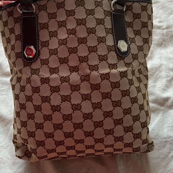 VINTAGE Gucci GG Canvas Charmy Tote Bag Beige - Picture 4 of 4